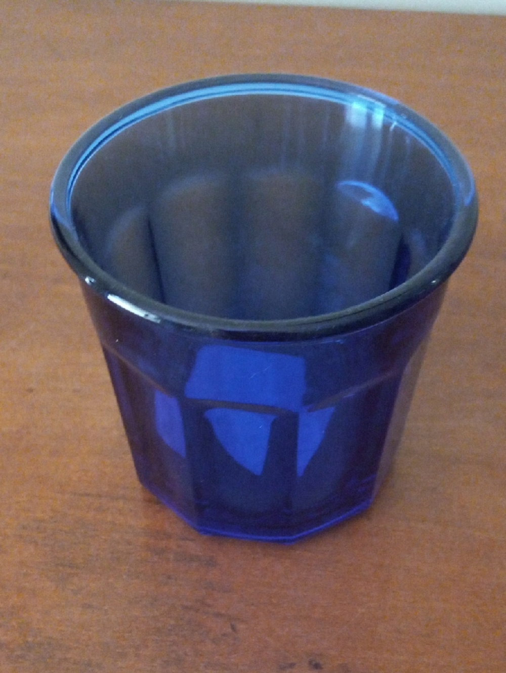 Set of Two Faceted Glass Tumblers - Blue and Clear - Picture 3 of 9